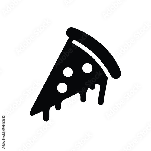 Silhouette icon of a dripping pizza slice