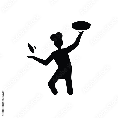Pizzaiolo spinning pizza dough silhouette