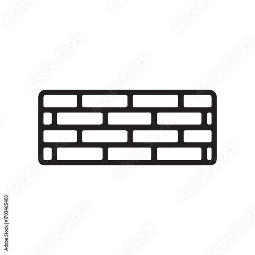 Black and White Brick Wall Icon with Rounded Corners and Straight Edges