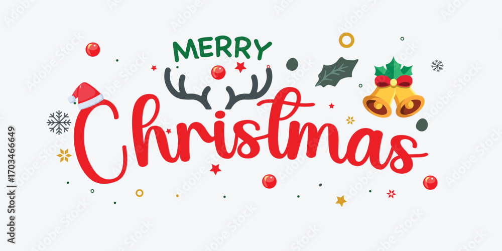 Naklejka premium A simple Merry Christmas typography creative design.