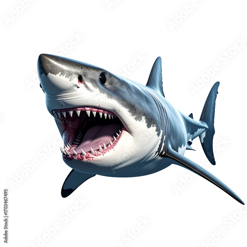 PNG Realistic image of a great white shark with open mouth