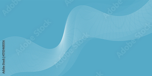 Asbtract white line with blue sky background. Waves line blended