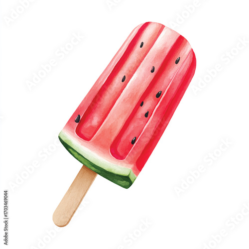 Refreshing watermelon popsicle on a wooden stick a summer treat.