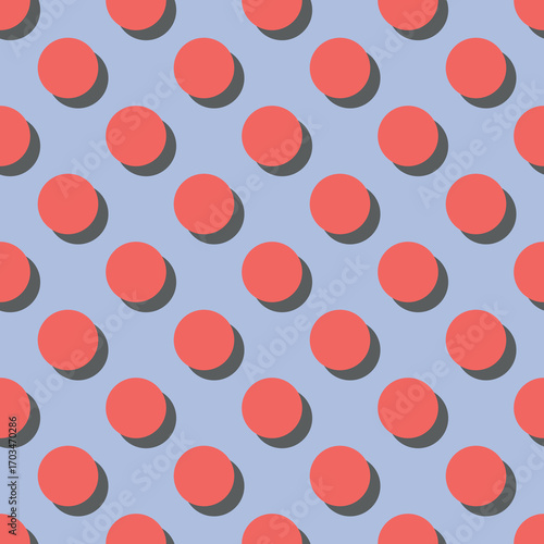 Tile vector pattern big pink polka dots on blue grey background