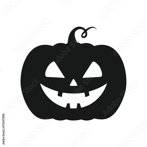 Black Halloween pumpkin silhouette with carved face Keywords: halloween, pumpkin, jack o lantern