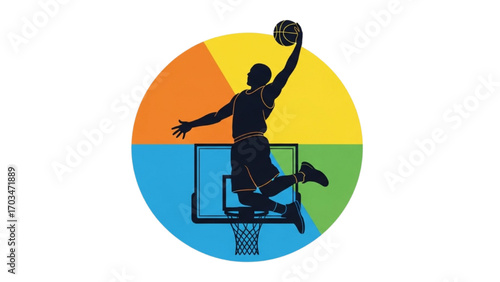 Basketball and Basketball Player Vector Silhouette Illustration Set AI EPS PNG