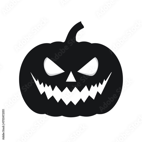 Black Halloween pumpkin silhouette with evil grin Keywords: Halloween, pumpkin, jack o lantern