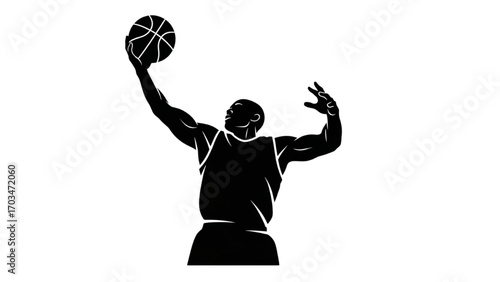 Basketball and Basketball Player Vector Silhouette Illustration Set AI EPS PNG