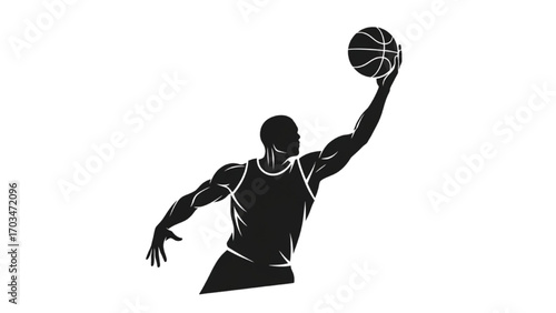 Basketball and Basketball Player Vector Silhouette Illustration Set AI EPS PNG