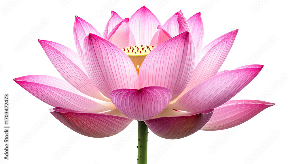 Fototapeta premium Close-up of a single, vibrant pink lotus flower