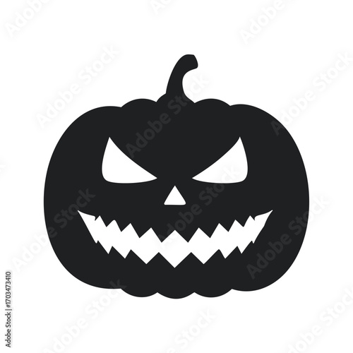 Black Silhouette of a Frightening Jack-o- Lantern with Jagged Mouth