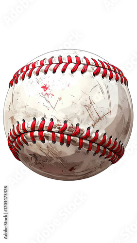 Worn baseball,?stitched,?and?dirty