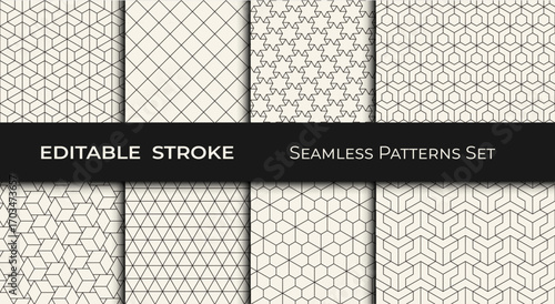 arabic geometric pattern collection, editable stroke