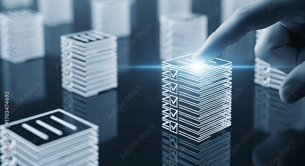 Obraz premium Technological process automation with tasks and check list management and system operations