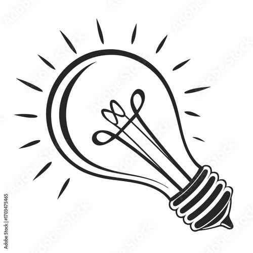 A hand-drawn black and white vector icon of a light bulb with rays, symbolizing a bright idea, suitable for websites or blogs related to innovation, solutions, or creativity.

