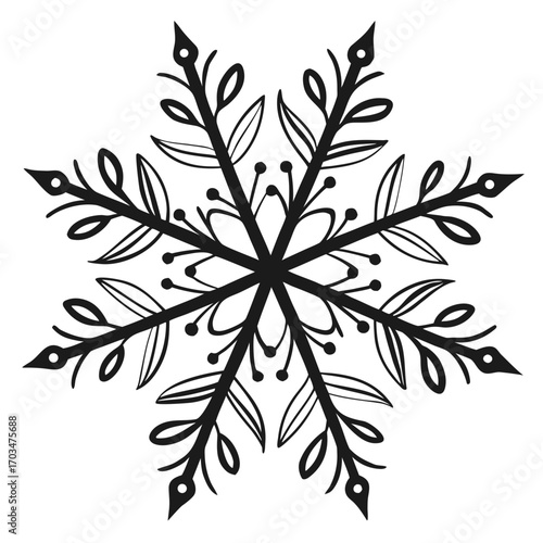 A symmetrical line-art icon of a detailed snowflake, suitable for websites or blogs about winter, Christmas, holidays, weather, or seasonal events.

