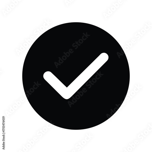 Dark Blue Check Mark Circle Icon on White Background
