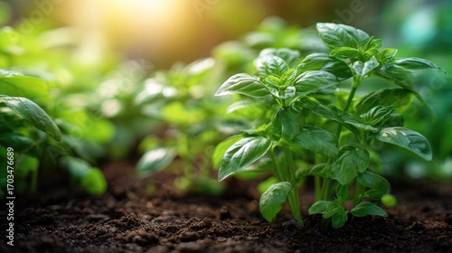 Wallpaper Mural Basil with small fresh leaves Torontodigital.ca