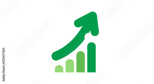 Elevated progressive development visualized with green arrow and growth statistics