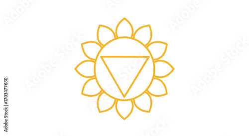 Solar plexus chakra symbol illustration on a white background offering concepts of energy and