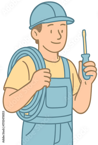 Electrician Clipart PNG | Construction Worker Cartoon | Community Helpers Profession Clip Art