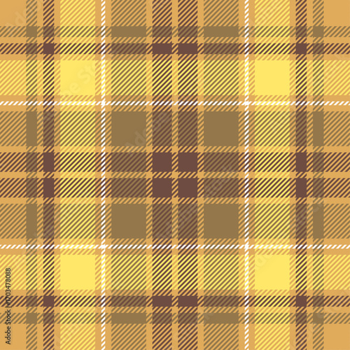 Yellow tartan plaid seamless texture pattern for textile, fabrics, print, clothing, garments, wrapping paper, and vector background.
