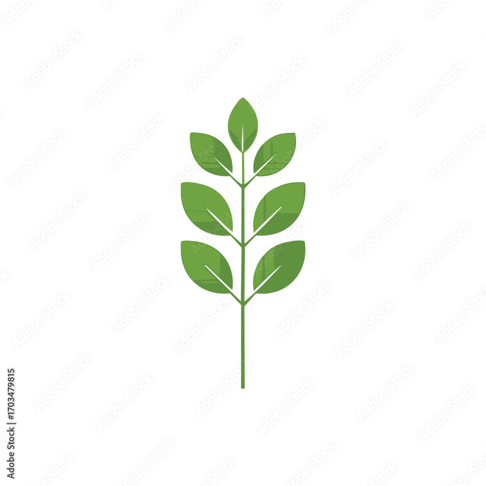 Fototapeta premium Green leaf branch with subtle texture plant icon