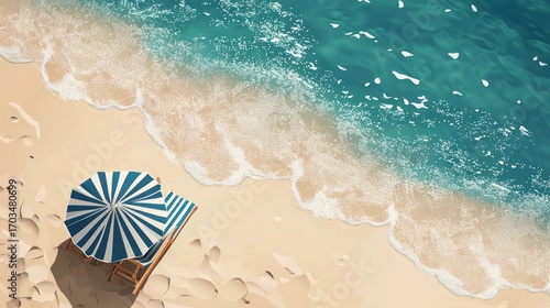 Beach scene relaxing umbrella