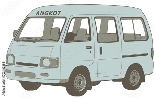 Angkot Illustration - Indonesian Public Transport Minivan