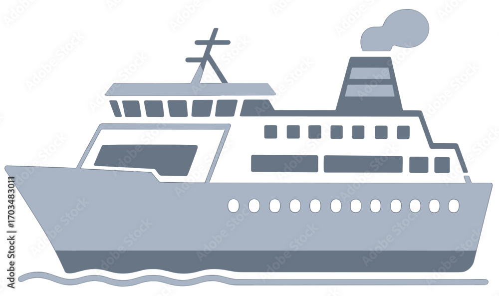 Obraz premium Ferry Ship Passenger Boat Vector Illustration