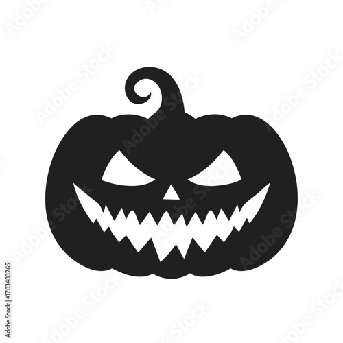 Spooky Black Silhouette of a Jack-o- Lantern with Swirling Stem