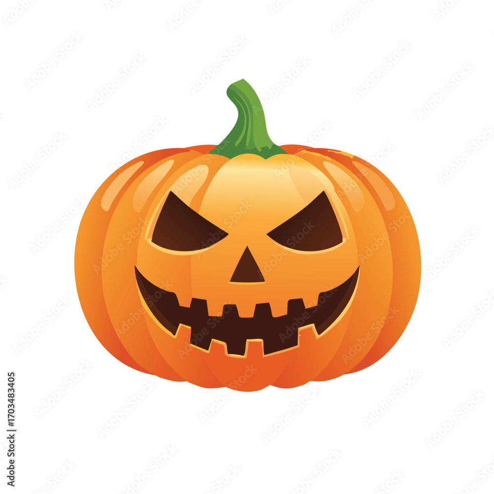 Fototapeta premium Spooky Halloween Jack O Lantern with Scary Face pumpkin