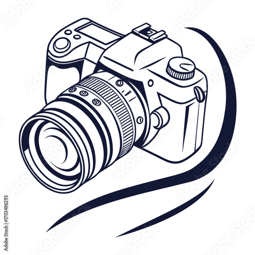 Modern flat vector camera icon with vibrant color options for digital and print media