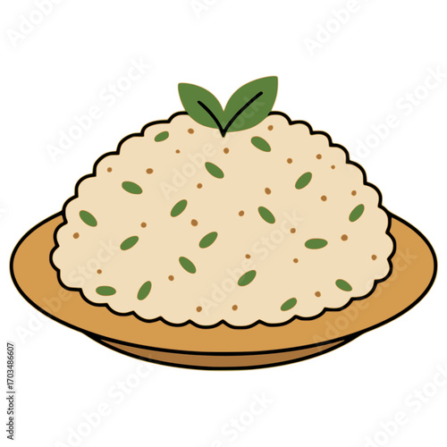 Risotto classic Italian dish flat color vector illustration template design