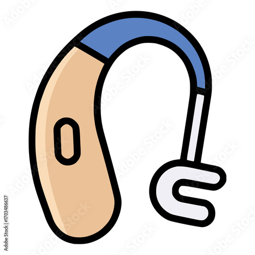 medical hearing aid technology flat color vector illustration template design
