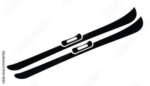 Black Silhouette of Downhill Skis skiing winter