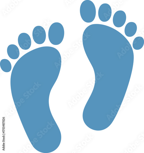Blue Footprints Icon on White Background feet steps