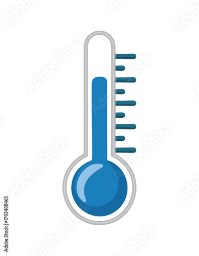 Blue thermometer showing cold temperature with liquid level