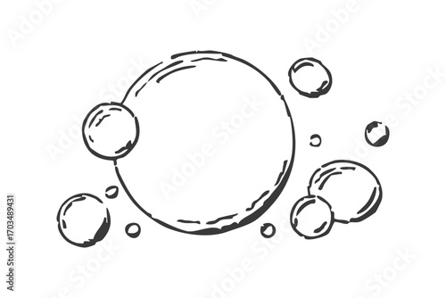 Bubbles fizzy foam doodle sketch hand drawn. Line shampoo bubbles, champagne gas linear. Water balls. sparkles.