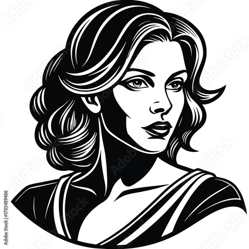 Elegant line art silhouette of a woman in profile suitable for fashion or beauty designs