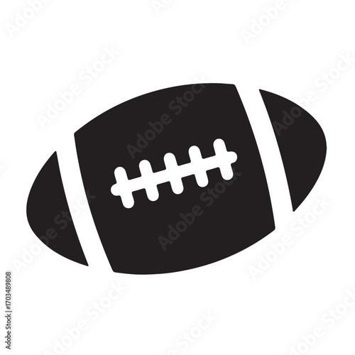 Black American Football Icon with White Laces and Stripes