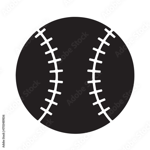 Monochrome Baseball Icon with Stitching