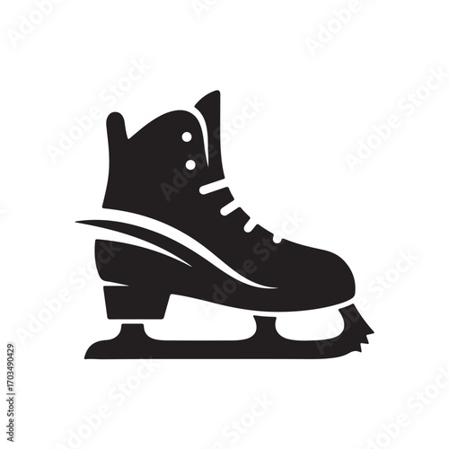 Black Silhouette of an Ice Skate with Stylized Lines