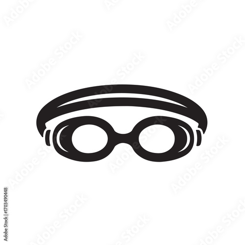 Black and White Icon of Swimming Goggles and Swim Cap