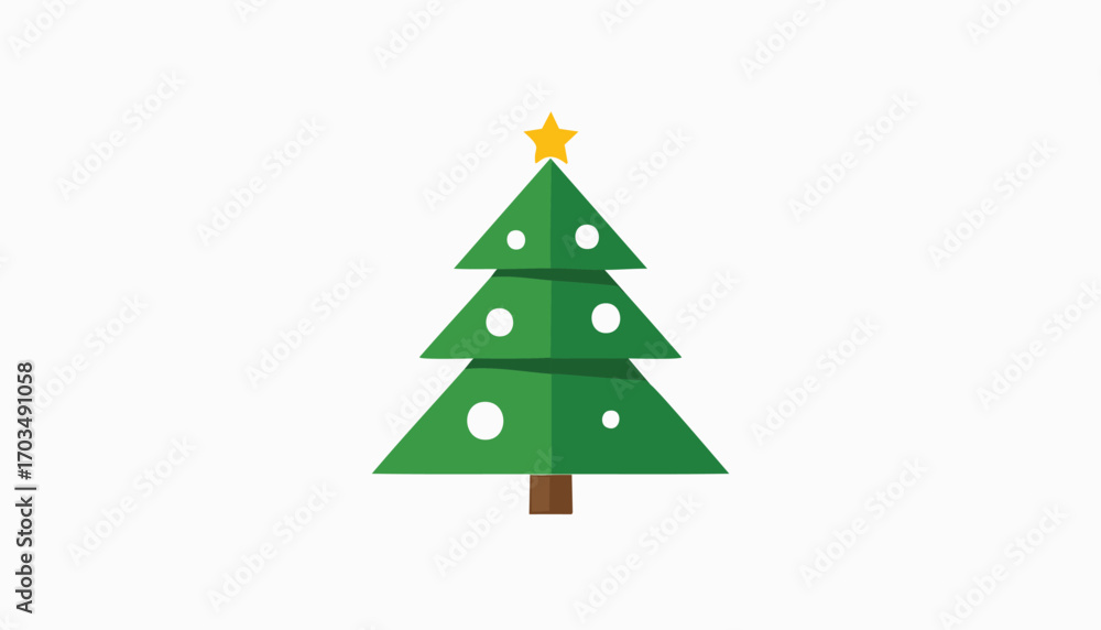 Fototapeta premium Decorated Green Christmas Tree with White Ornaments