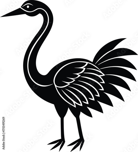 heron silhouette isolated on white