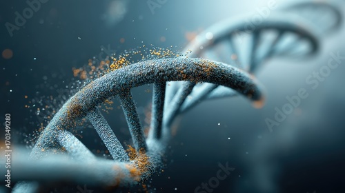 Luminous double helix dna structure on dark background