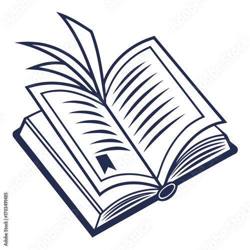 Clean and modern flat design book icon for educational and literary projects