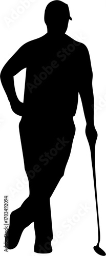 Multiple images of a man playing golf