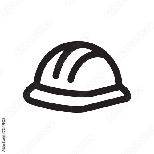 Simple black construction helmet icon on white background
